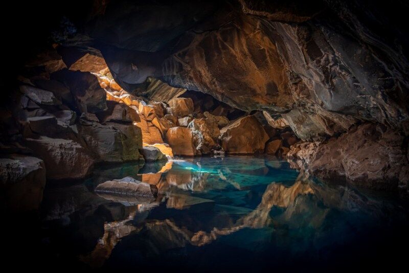 A beautiful cave and water pool in India