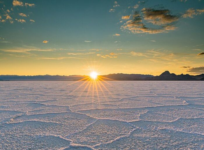 White salt desert of the Great Rann of Kutch in Gujarat during the dry season