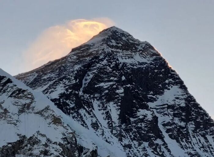 Mountain landscape in North Sikkim surrounded by snow-covered Himalayan peaks
