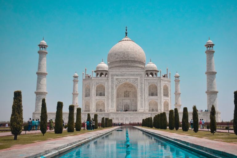 Taj Mahal under the full moon in October