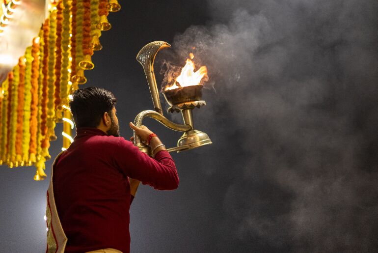 Evening aarti in Prayagraj