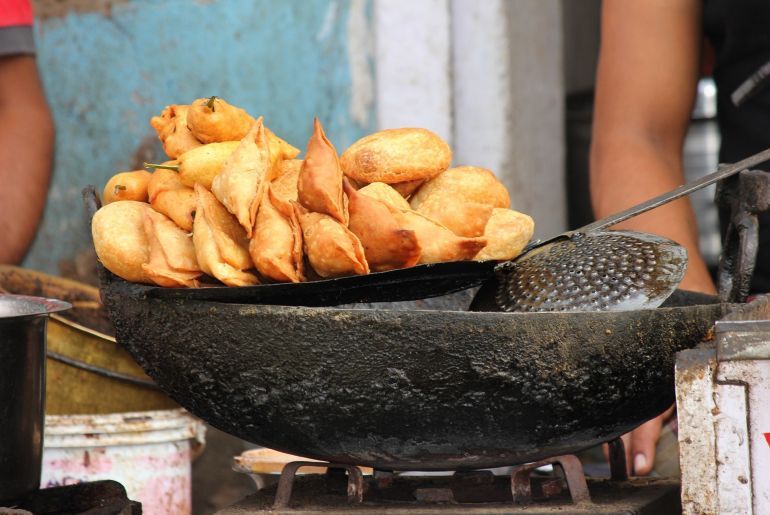 Samosa near a Varanasi Temple
