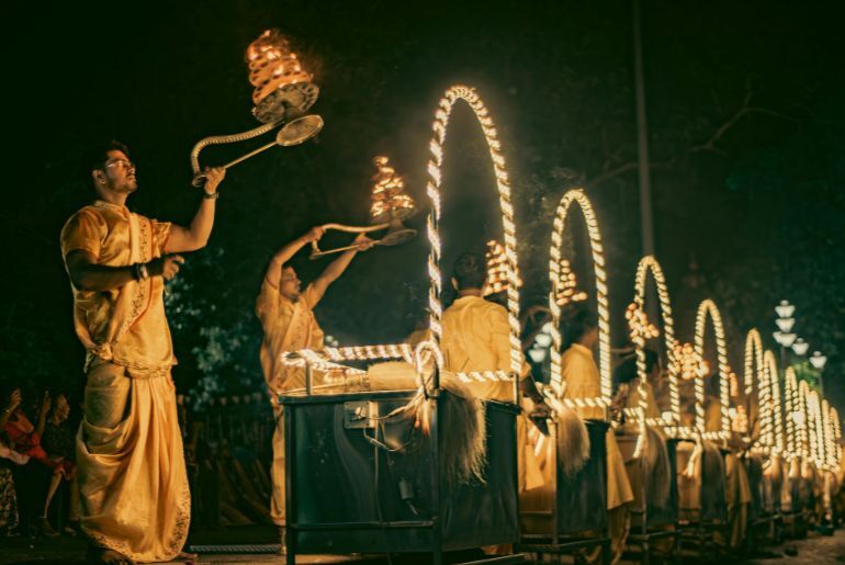 Ganga Aarti ceremony on the River Thames in London