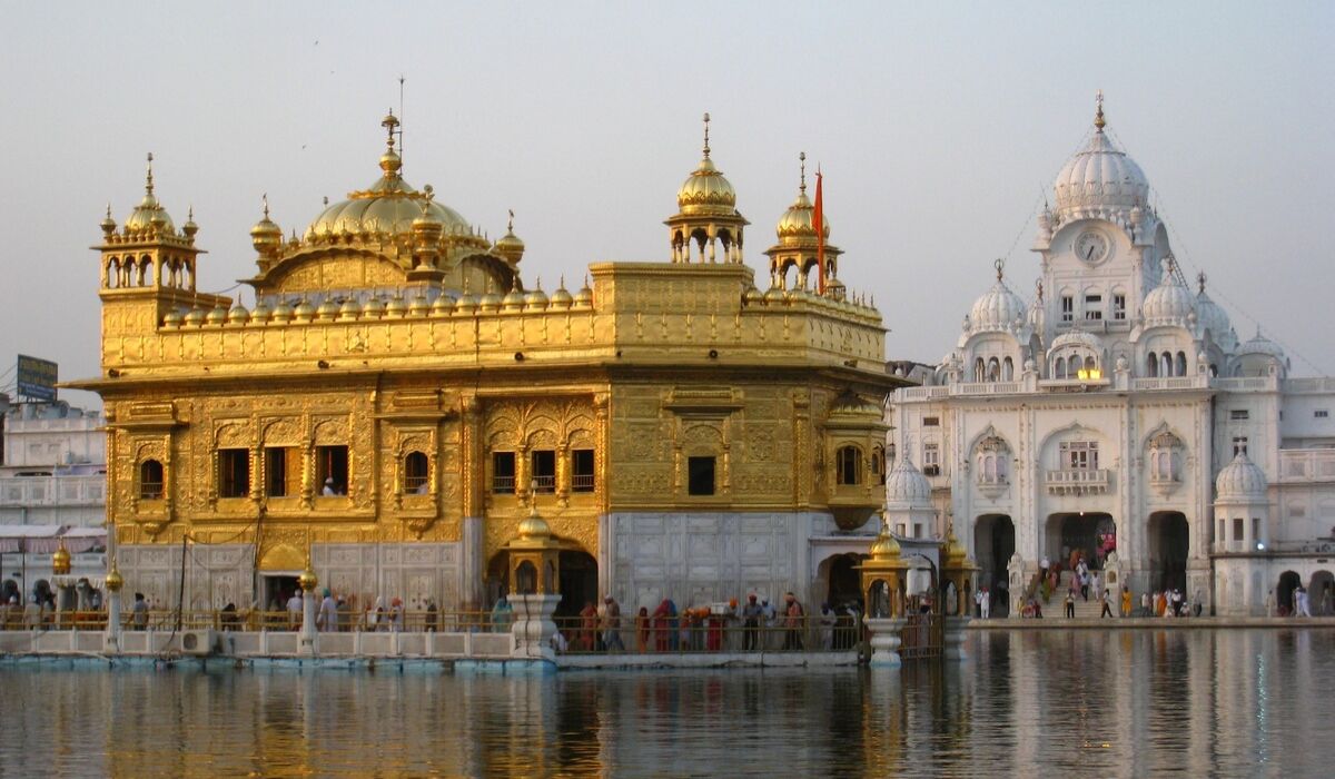 Golden Temple in Amritsar seen in morning and at night