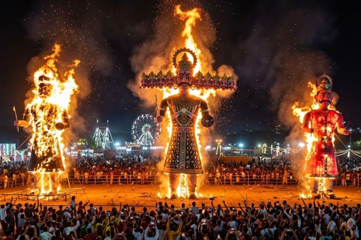Ravan Dahan celebration during Dussehra in India