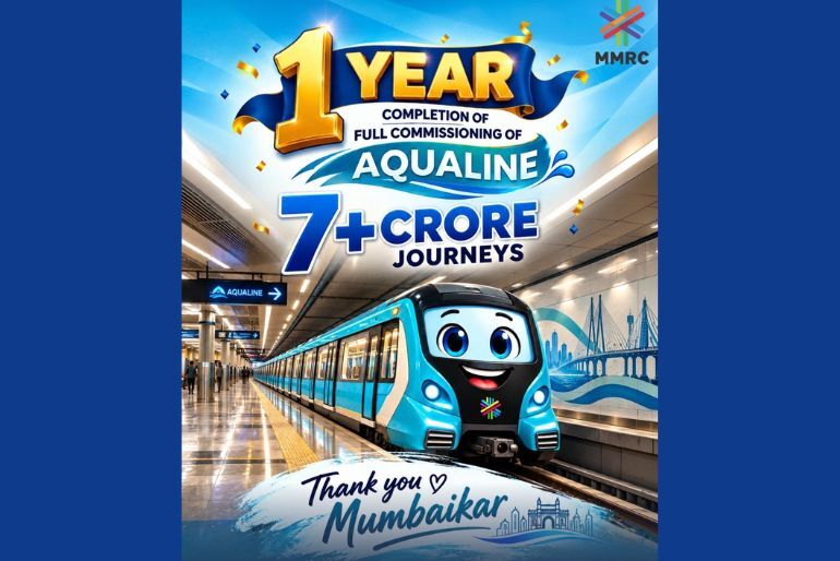 Mumbai Metro 3 Aqua Line train at a station
