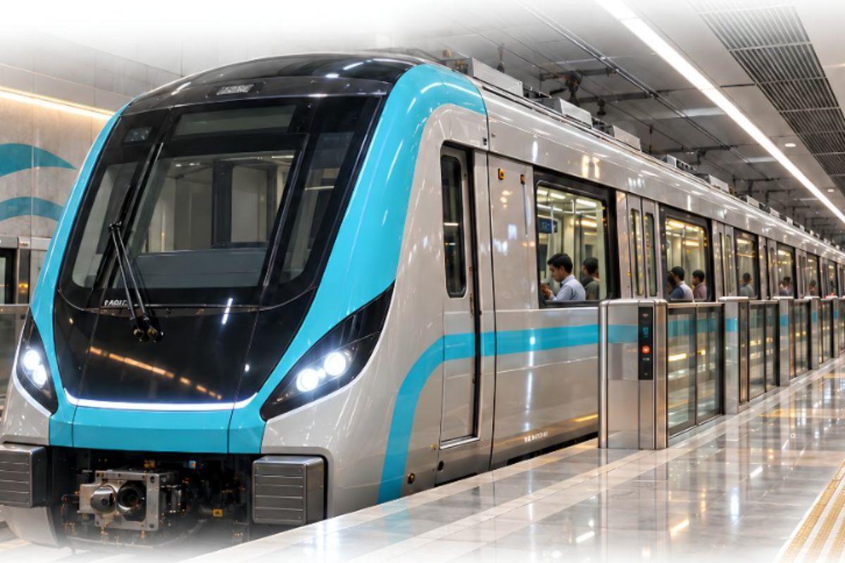 Mumbai Metro 3 Aqua Line train at a station
