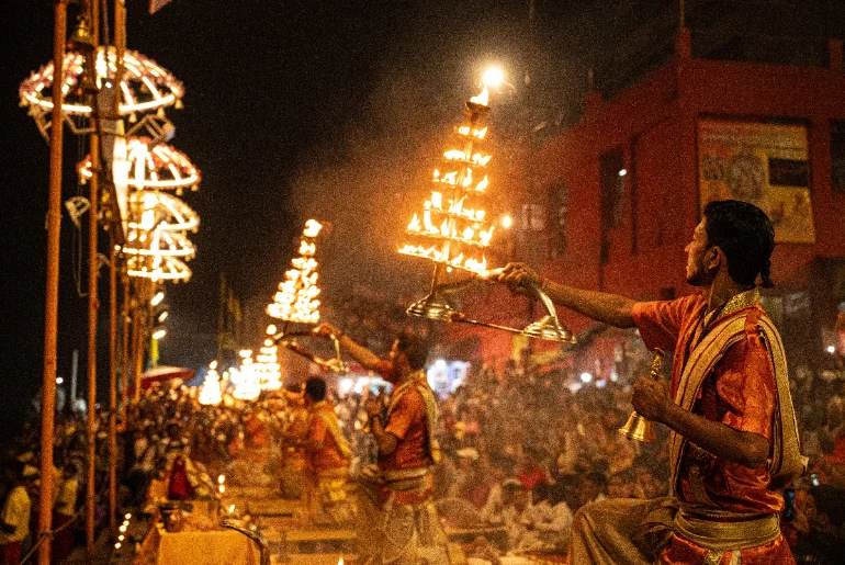 How To Plan A Varanasi Trip During The Festive Season: Ganga Aarti, Temples And More 2 Ganga ghats in Varanasi for the evening Ganga Aarti