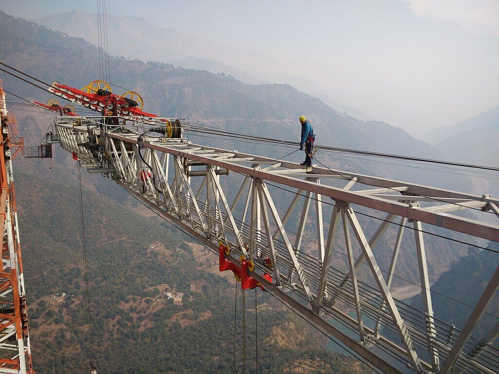 PM Modi To Inaugurate Chenab Bridge, The World's Tallest Railway Bridge 1 Aerial view at construction site at Chenab Bridge