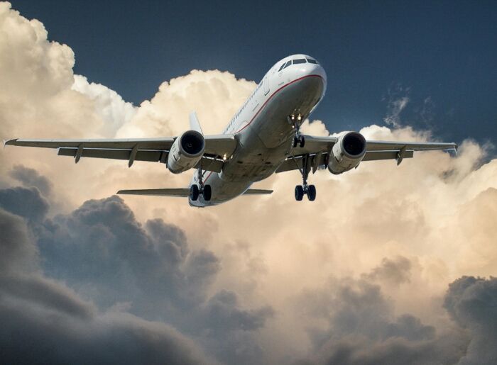 A flight in mid-air