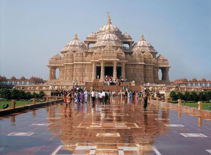 BAPS Hindu temple showcasing traditional architecture and intricate carvings